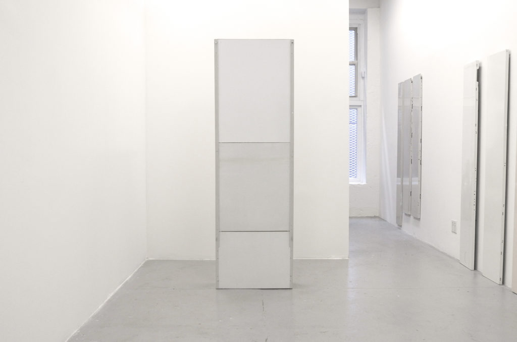 Goen Choi, Standing Figure, 2016-2019. Standing air conditioner and refrigerator, 53.3 x 174 x 20.3 cm, 21 x 68 1/2 x 8 inch.