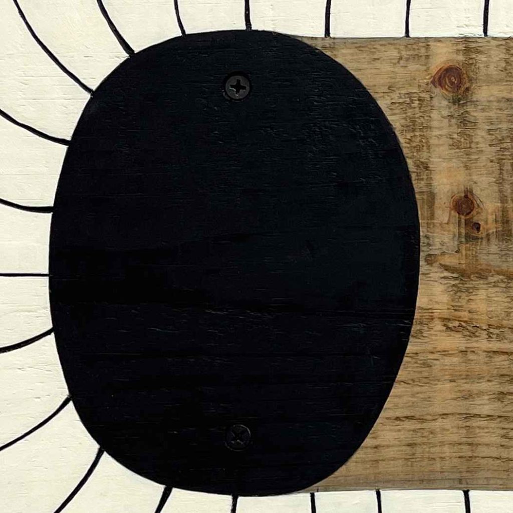 Christina Tenaglia, Untitled (1226), 2021. Wood, paint, ink, and nails, 38.1 x 19.7 x 2.5 cm, 15 x 7 3/4 x 1 inch.