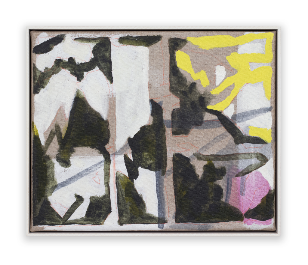 Fugal Ruin I, 2020, acrylic, gesso and colour pencil on linen with custom wood frame, 23 x 28 x 5 cm  (9.06 x 11.02 x 1.97 in)
