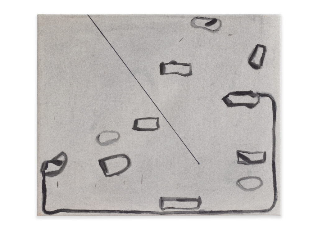 Untitled (difference, woven), 2022-2023, acrylic and marker pen on cotton duck, 38 x 46 cm (15 x 18.1 in)