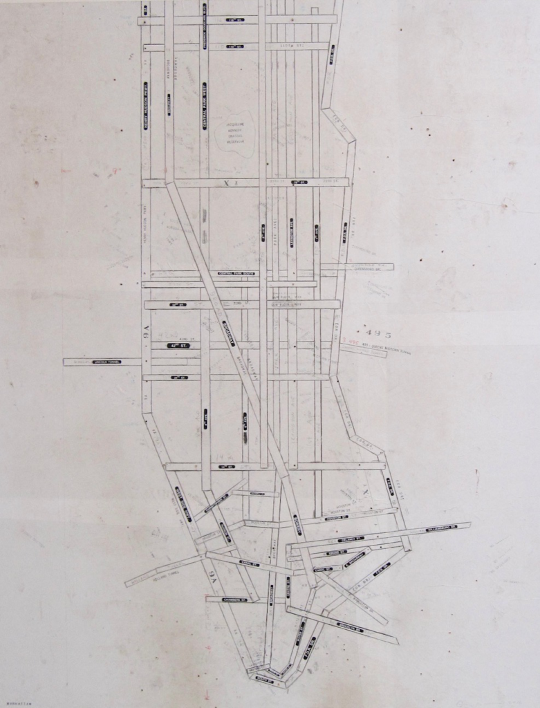 MANHATTAN 2016 Graphite, ink, collage and glue on paper mounted on wood 62 x 48 in